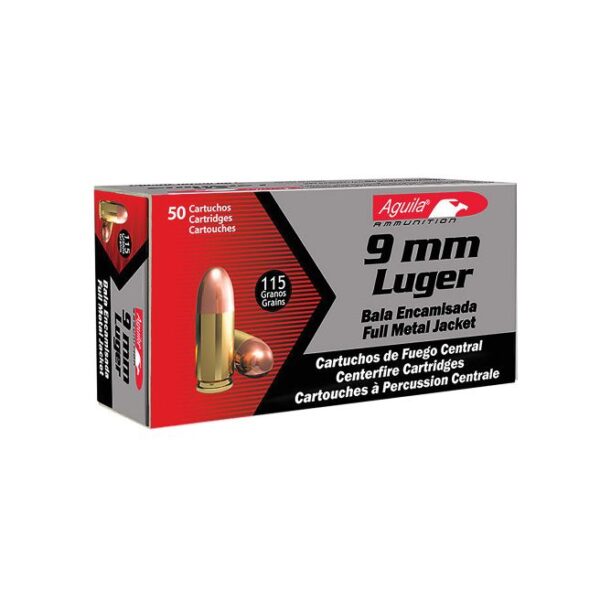aguila 9mm luger 115gr. fmj brass 9mm 1000rds