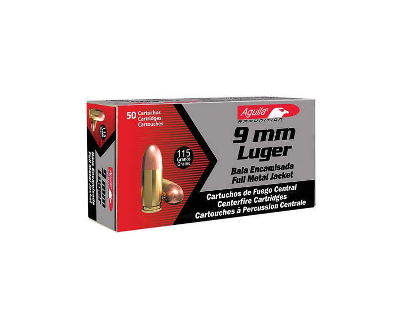 aguila 9mm luger 115gr. fmj brass 9mm 1000rds